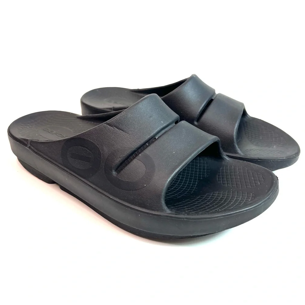 OOFOS Recovery Slides Sandals Black Size Men’s 9, Women’s 11 - EU 42